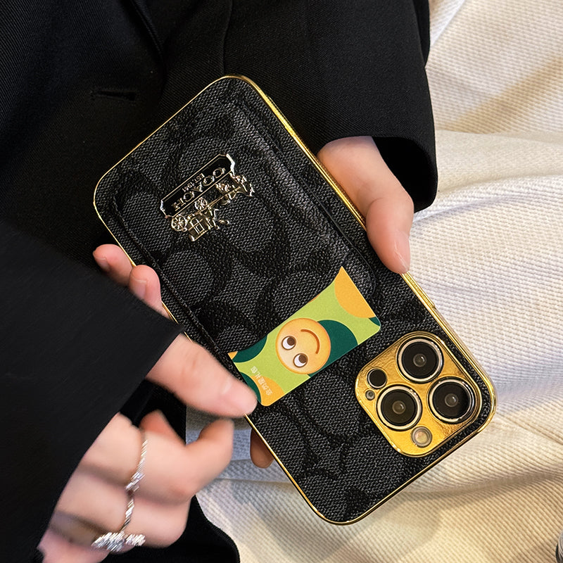 Klasikinis kortelių maišelio odinis iPhone dėklas