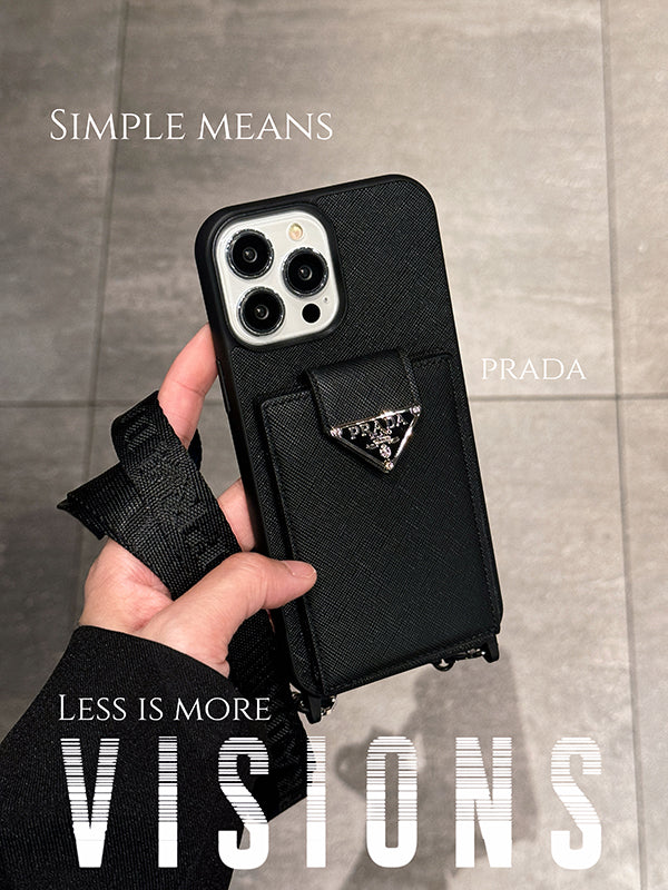 Luxuriöse iPhone-Hülle aus Leder zum Umhängen