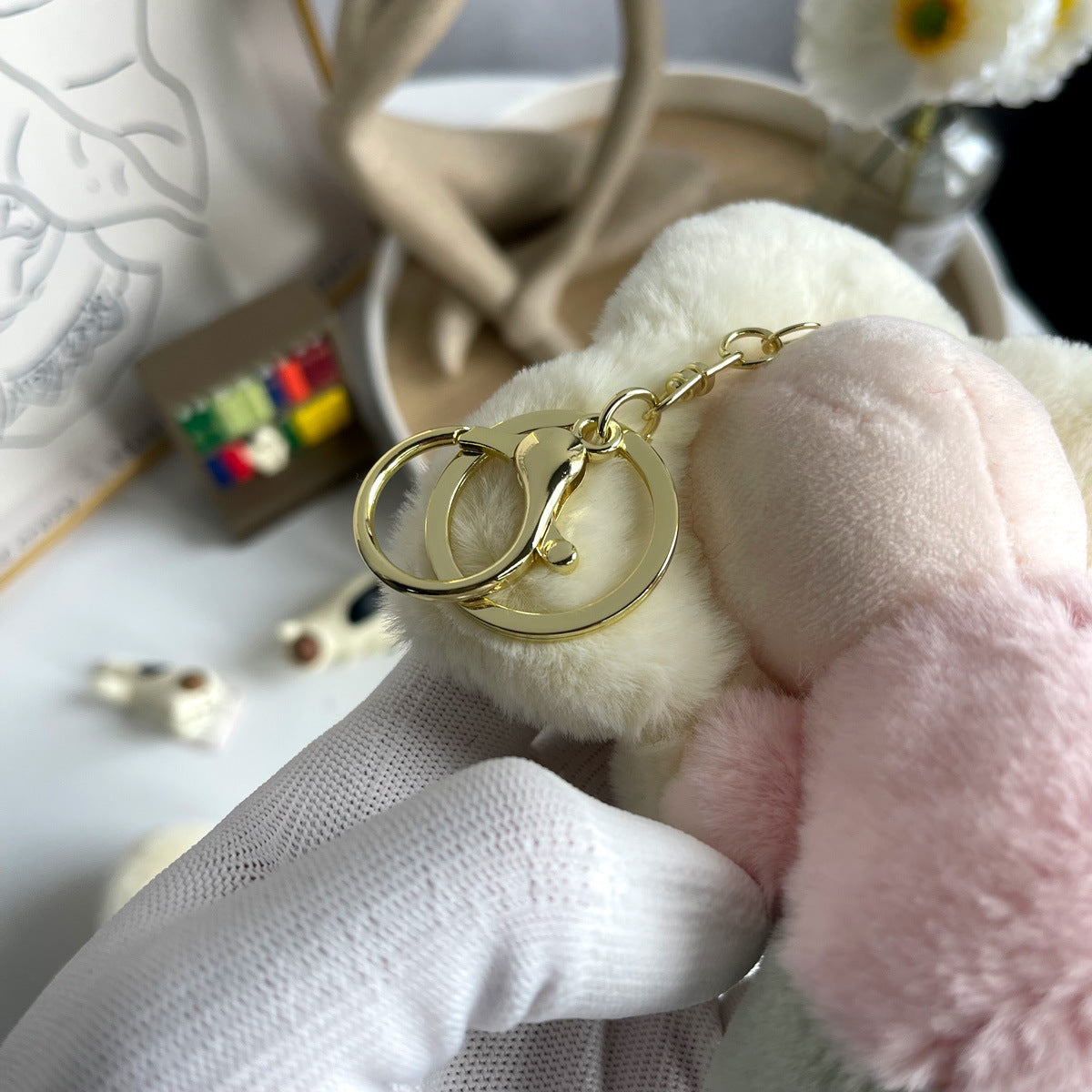 Simpatico portachiavi in ​​peluche con girasole – Ciondolo per borsa per bambole Vivienne da donna, decorazione per zaino per auto