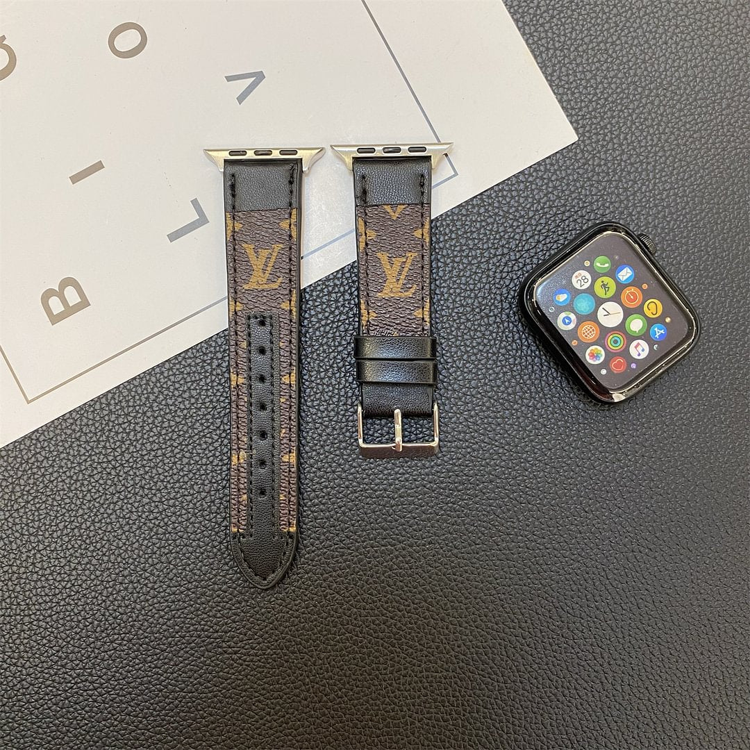 ŘEMÍNEK APPLE ŠITÍ NA HODINKY MONOGRAMOVÉ KOŽENÉ