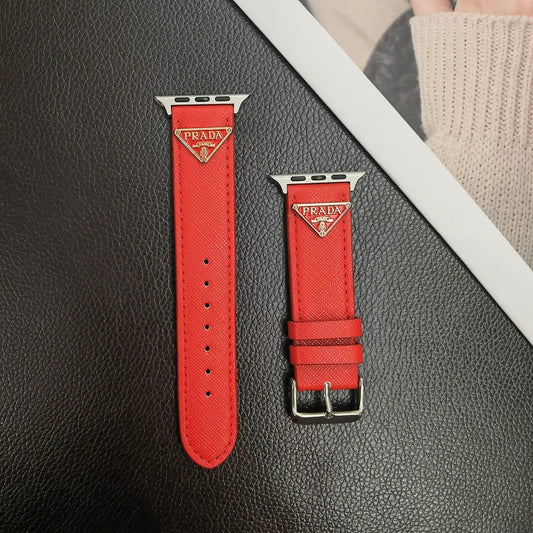 Skórzany pasek do zegarka Apple Watch z podwójnym trójkątem i monogramem