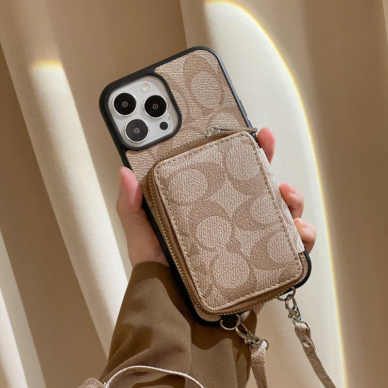 Klasické pouzdro na iPhone s peněženkou Coffee-LQB241412