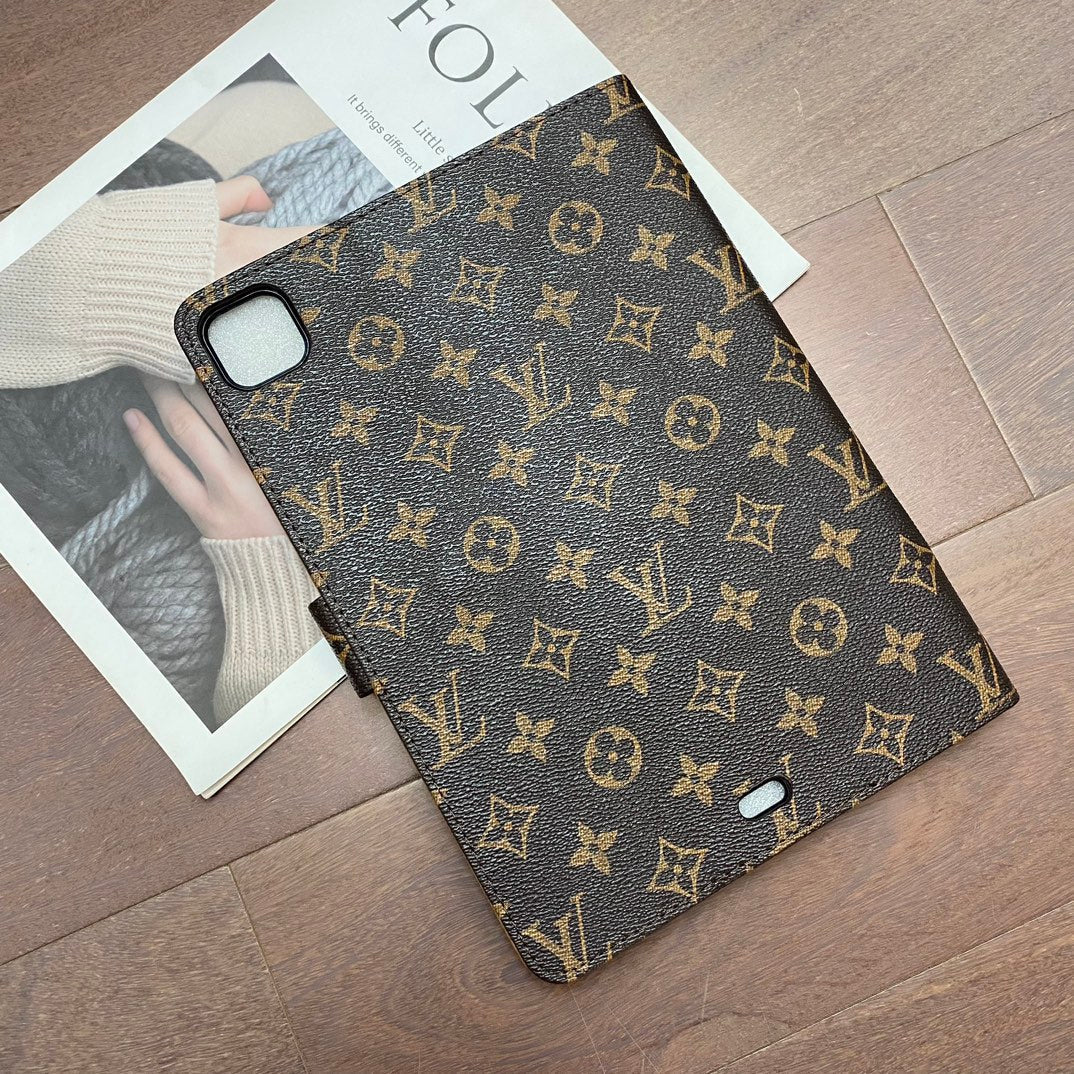 Custodia per iPad di Apple in tela monogramma di lusso in pelle con motivo a tema estivo fresco