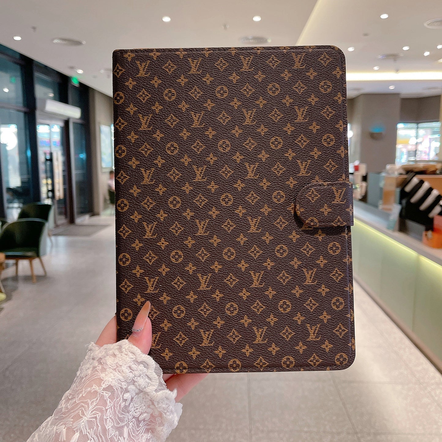 Luxusní pouzdro na iPad Canvas Monogram Kůže Fresh Summer Motiv vzor