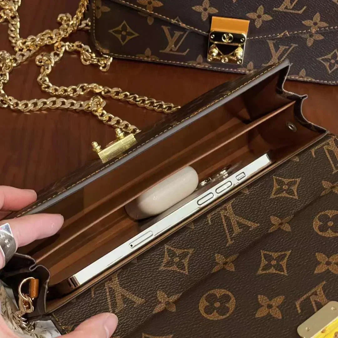 Monogram lærredstaske Håndholdt Crossbody Chain Mobiltelefon