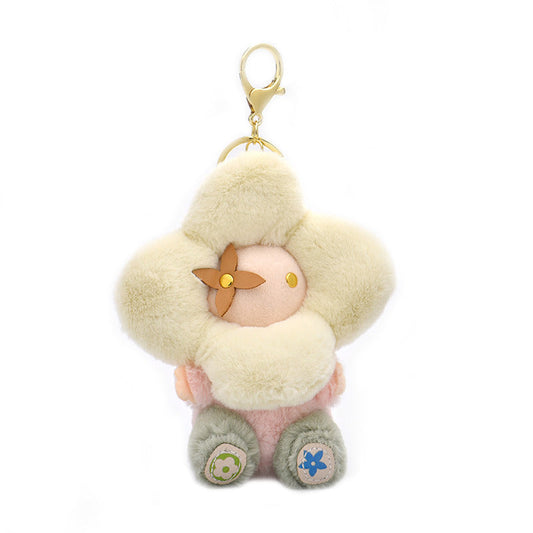 Niedlicher Sonnenblumen-Plüsch-Schlüsselanhänger – Vivienne-Puppen-Taschenanhänger für Frauen, Auto-Rucksack-Dekoration