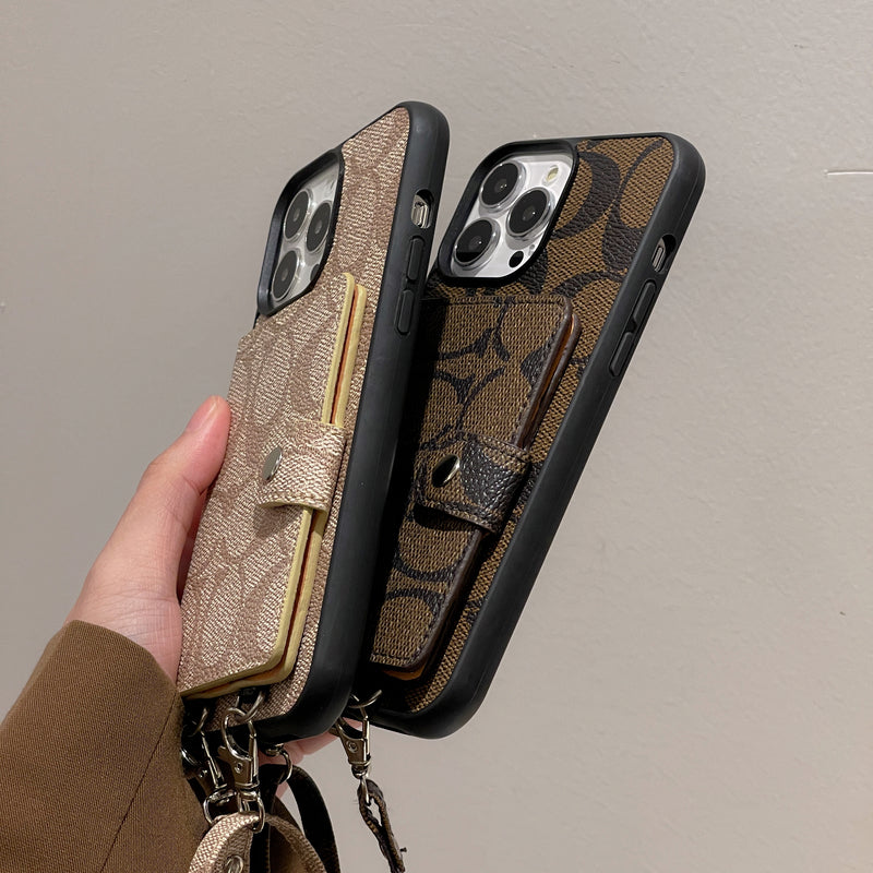 Klassiek iPhone-hoesje met portemonnee en riem, wit -SZK240402