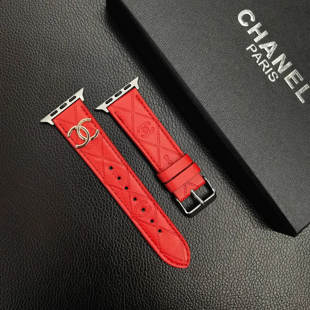 Luxusní zlatý 3D embosovaný kožený řemínek Apple Watch Monogram