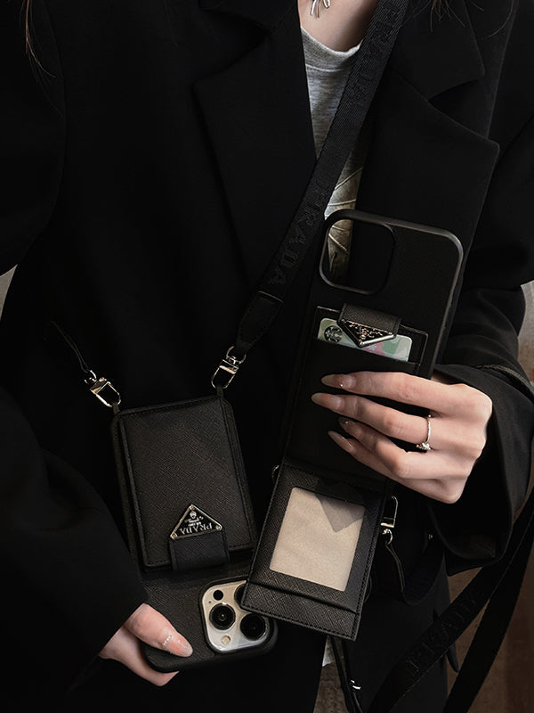 Luxuriöse iPhone-Hülle aus Leder zum Umhängen