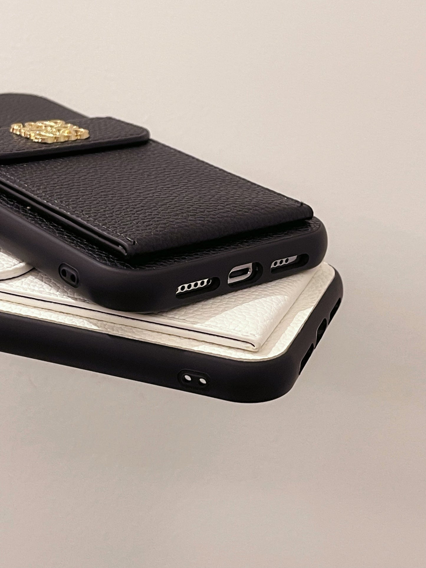 Luxusní pouzdro na iPhone s držákem karty Black-QBK240603