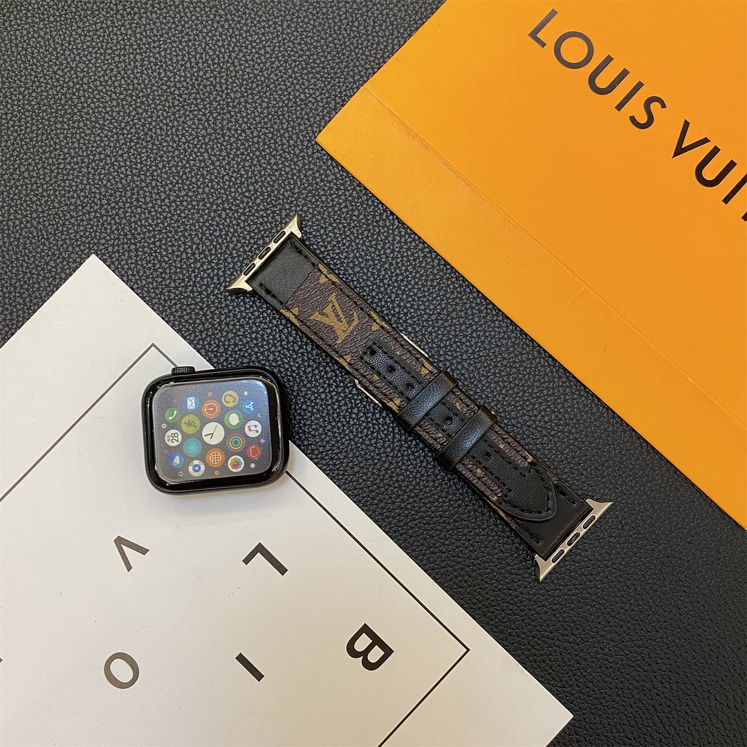 ŘEMÍNEK APPLE ŠITÍ NA HODINKY MONOGRAMOVÉ KOŽENÉ