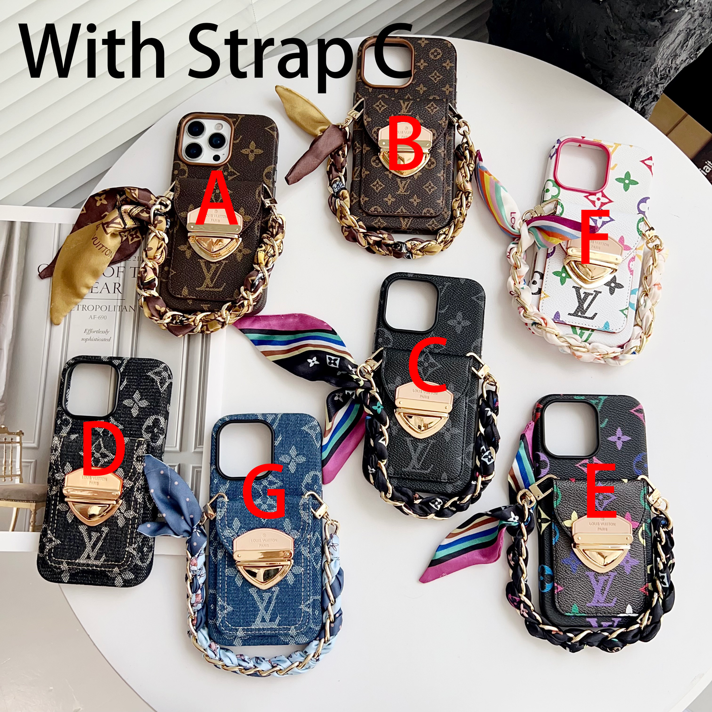 Luxusní crossbody pouzdro na iPhone s kapsou na kartu & Odnímatelný popruh