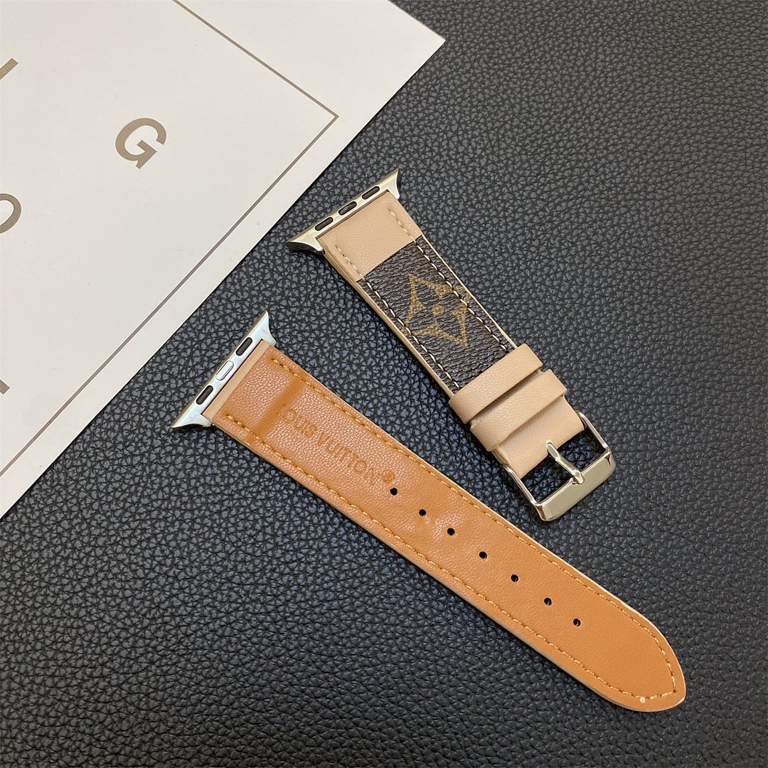 ŘEMÍNEK APPLE ŠITÍ NA HODINKY MONOGRAMOVÉ KOŽENÉ