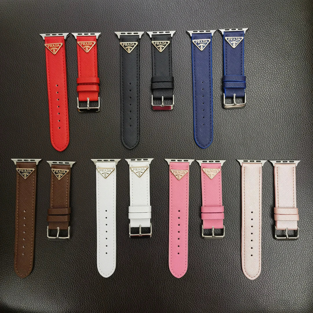 Kožený pásek na Apple Watch s dvojitým trojúhelníkovým monogramem