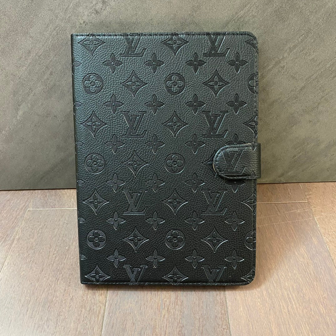 3D præget lærred Monogram hylster Apple iPad Flip Cover med stativ funktion