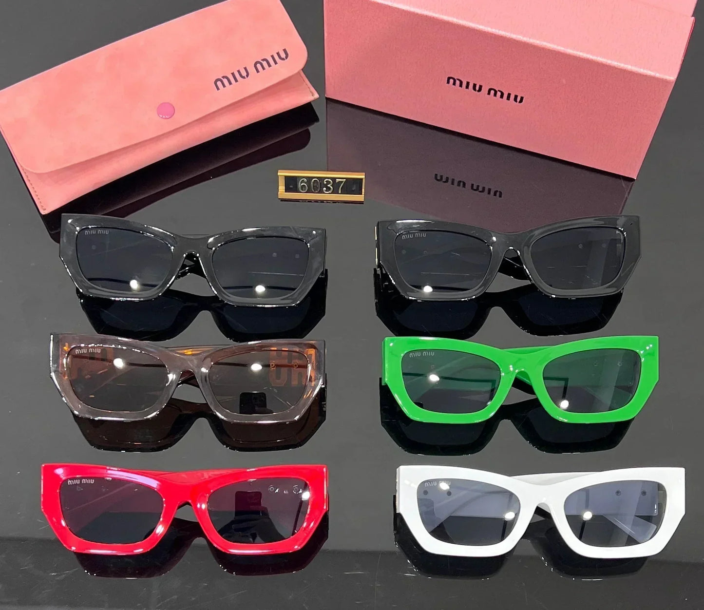 Modische quadratische Cat-Eye-Sonnenbrille 6037