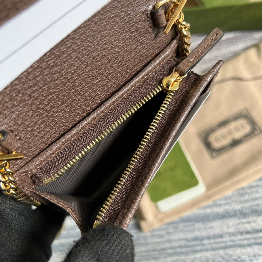 Ophidia GG Tarjetero Cartera Supreme Lona Beige Para Mujer 4,3in/11cm 523155 96IWG 8745