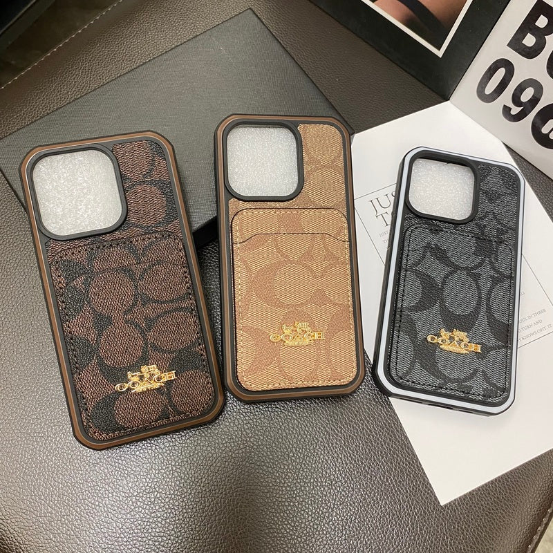 Klasické pouzdro na iPhone s držákem na kartu Coffee -KB241416