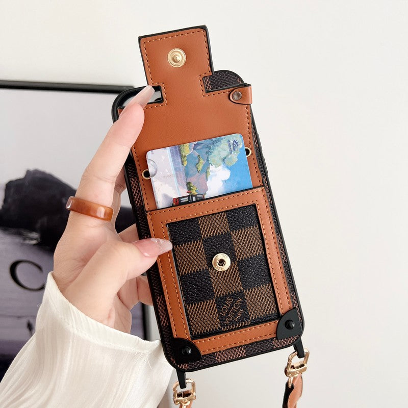 Luxusní černé & Bílé pouzdro na iPhone Crossbody Chain