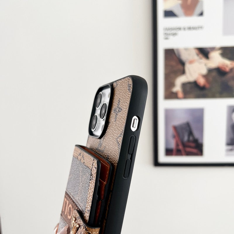 Luksus korttaskekæde Klassisk brunt iPhone-etui