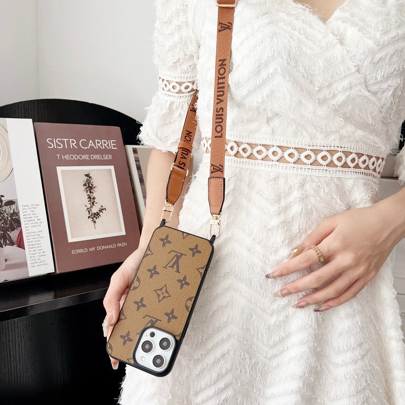 Luxe bruin crossbody iPhone-hoesje