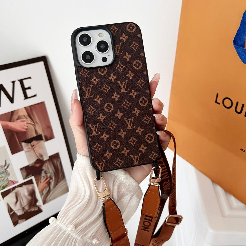 Luxe bruin crossbody iPhone-hoesje