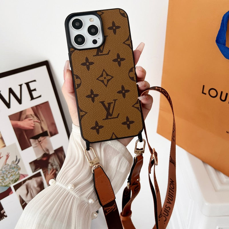Luxe bruin crossbody iPhone-hoesje