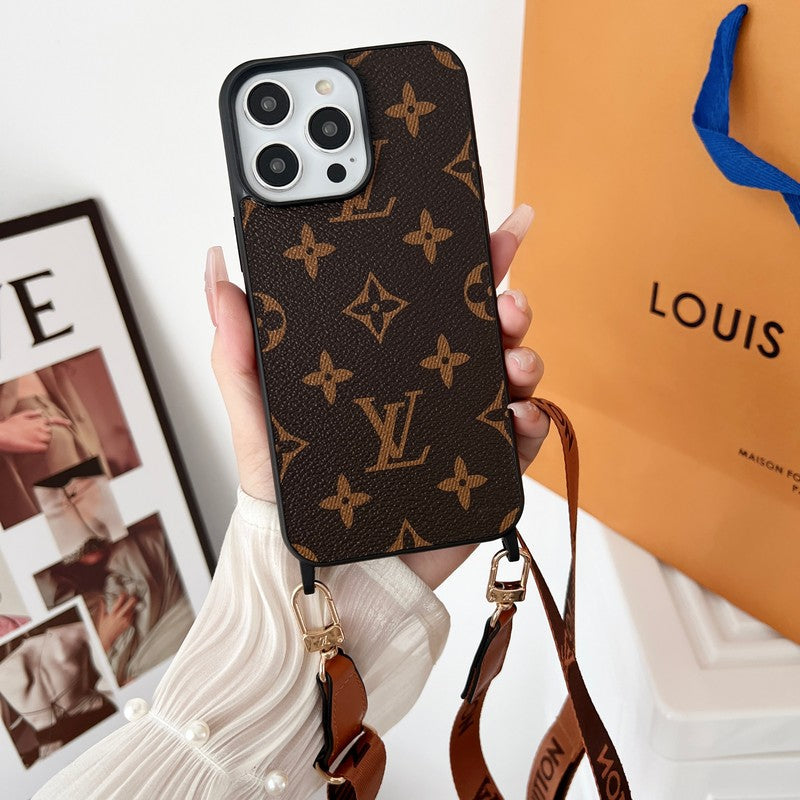 Luxe bruin crossbody iPhone-hoesje