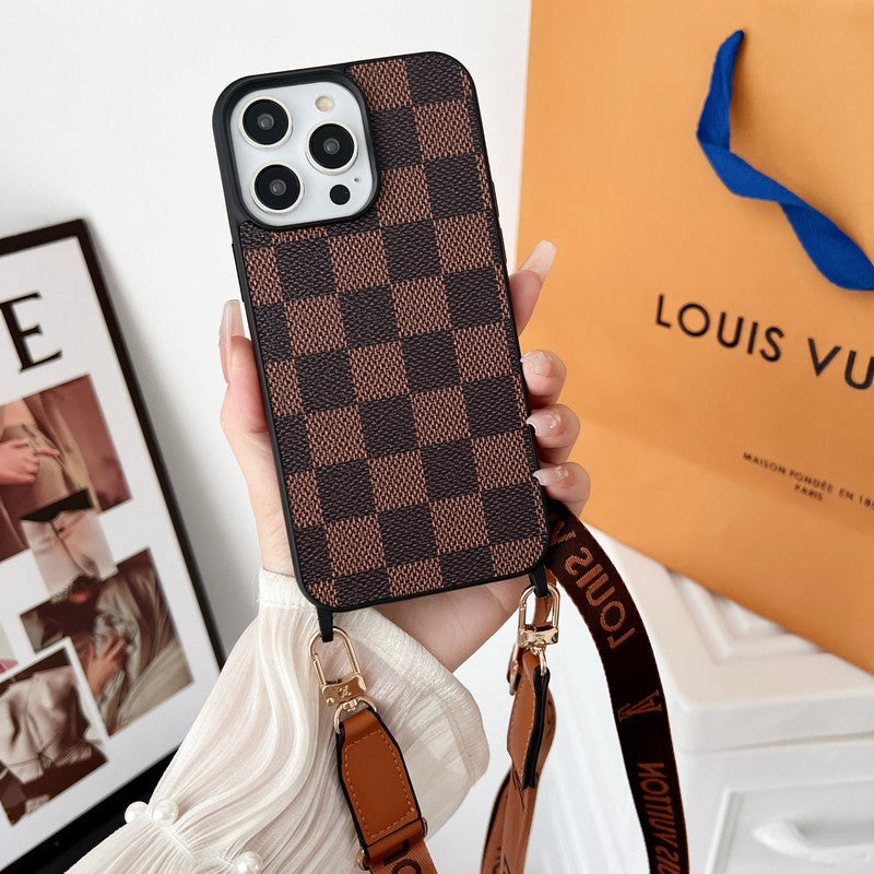 Luxe bruin crossbody iPhone-hoesje