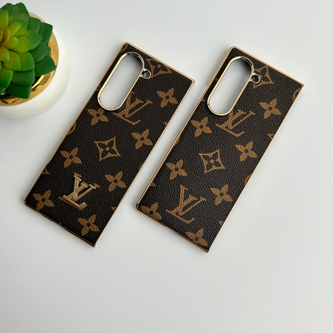 Funda de cuero chapada en oro de lujo para Samsung Galaxy Z Fold 6