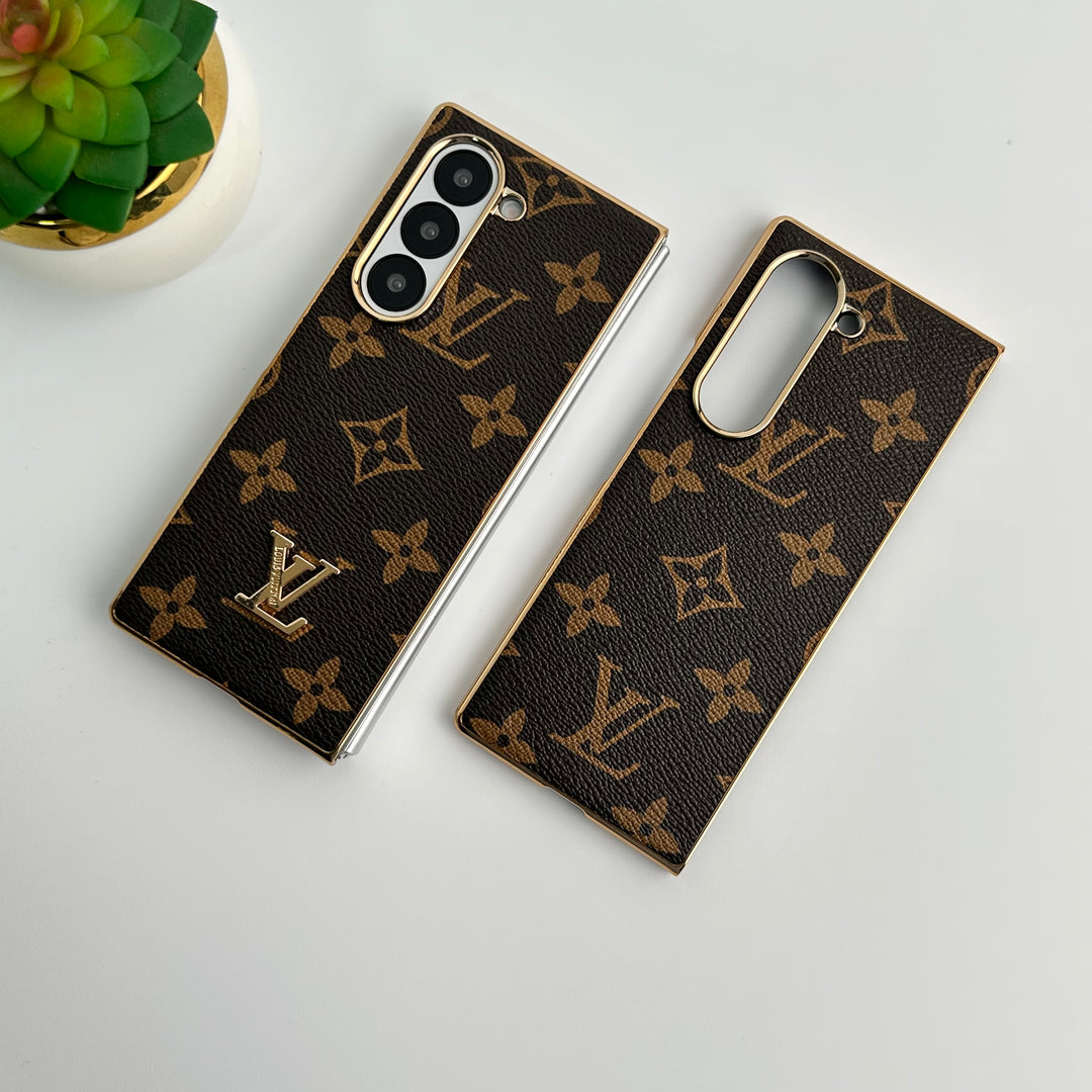 Funda de cuero chapada en oro de lujo para Samsung Galaxy Z Fold 6