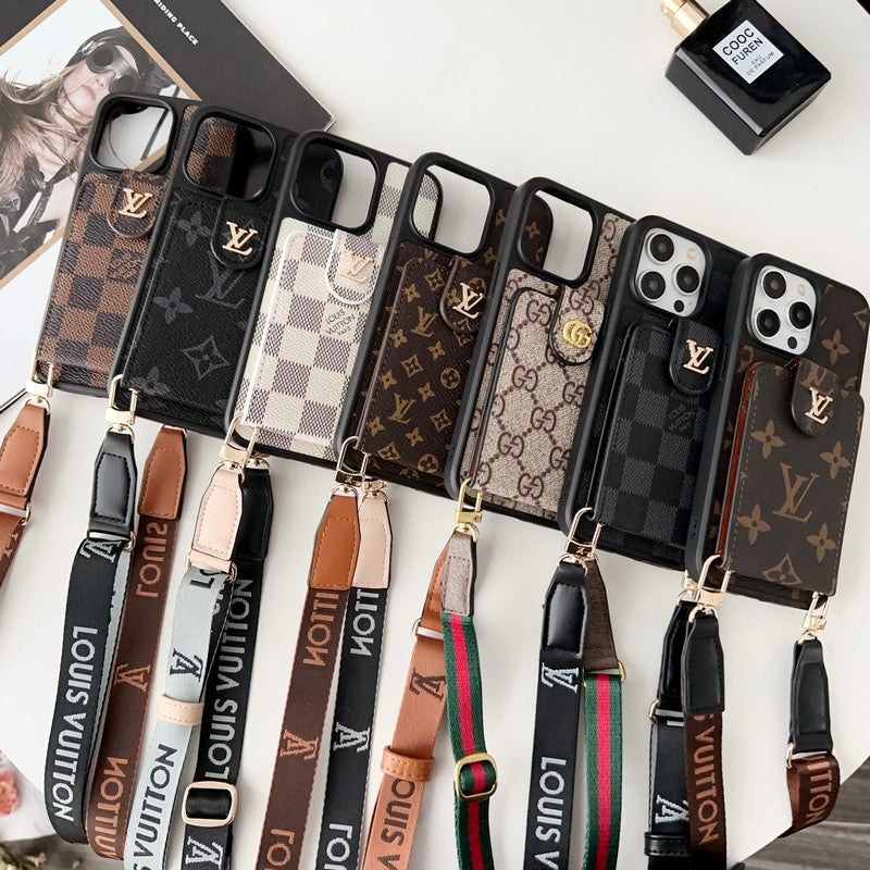 Luxuriöse iPhone-Hülle mit Kartenetui in Schwarz und Weiß