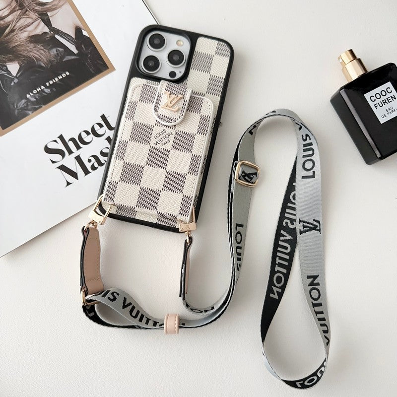Luxuriöse iPhone-Hülle mit Kartenetui in Schwarz und Weiß