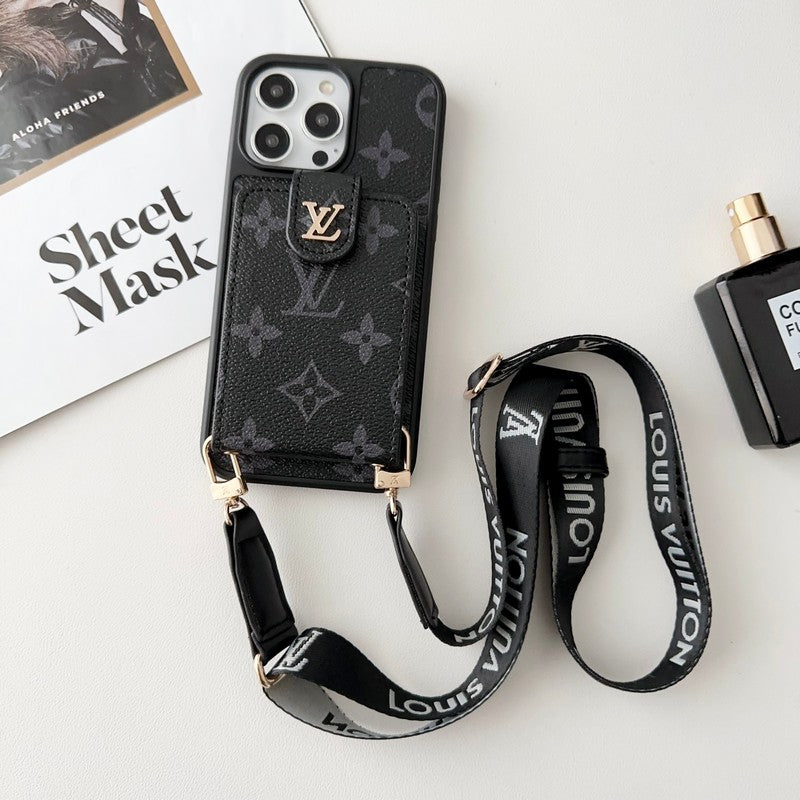 Luxuriöse iPhone-Hülle mit Kartenetui in Schwarz und Weiß