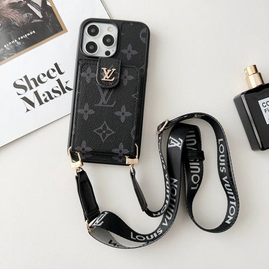 Luxuriöse iPhone-Hülle mit Kartenetui in Schwarz und Weiß