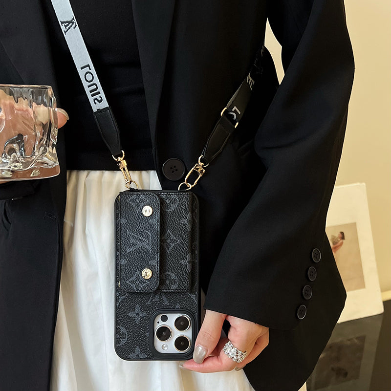 Luxusní Card Bag Řetízkové černé pouzdro na iPhone