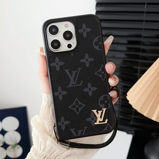 Luxuriöse iPhone-Hülle mit Handkette in Schwarz und Weiß