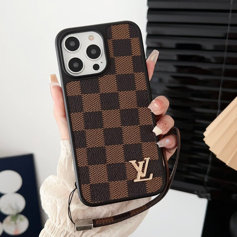 Luxusní klasické hnědé řetízkové pouzdro na iPhone