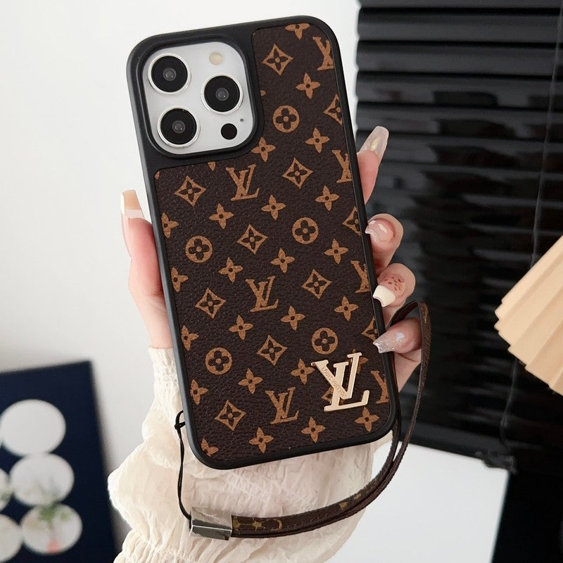 Luxusní klasické hnědé řetízkové pouzdro na iPhone