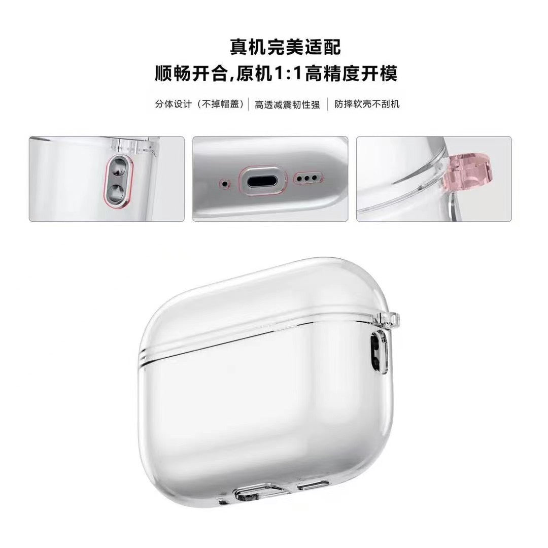 Transparent AirPods Case with Metal Hook