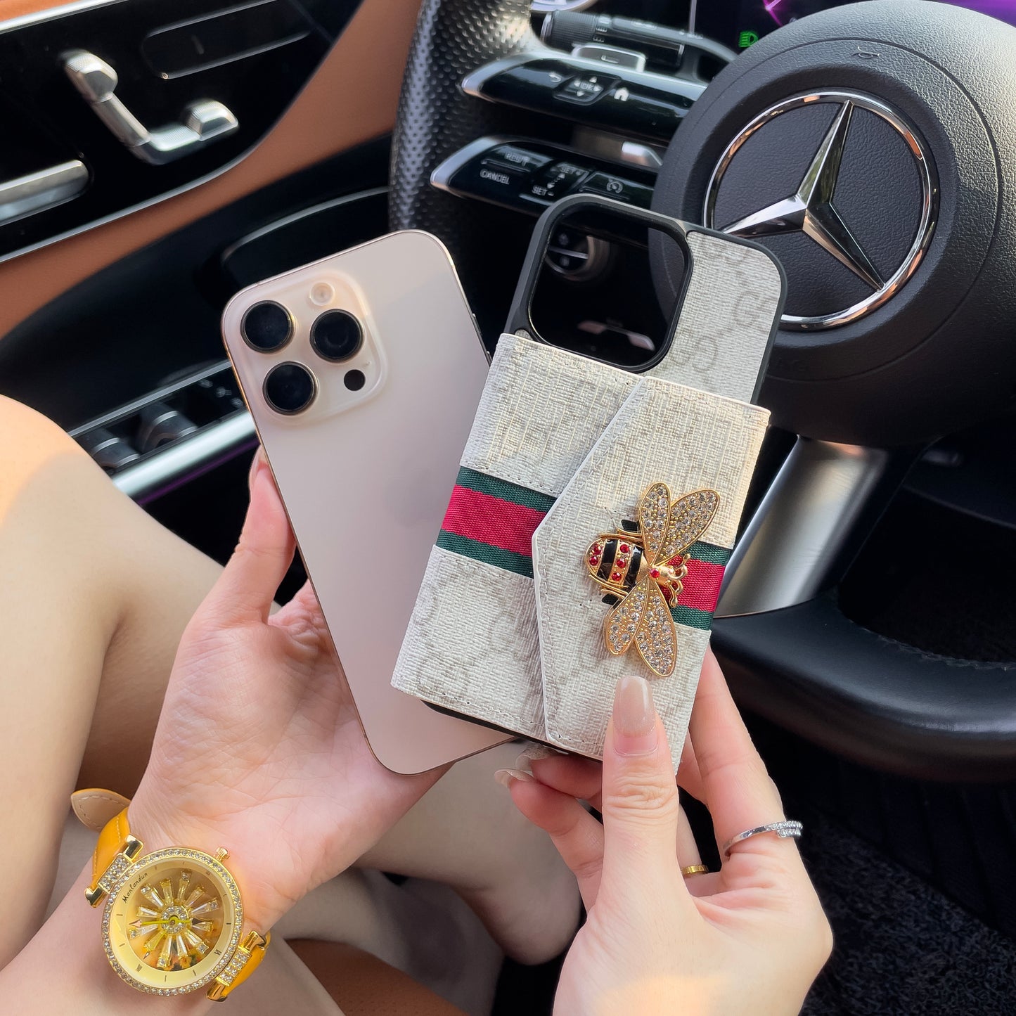 Wysokiej jakości zaawansowane etui Crossbody na iPhone'a z uchwytem na kartę  &  i paskiem na ramię
