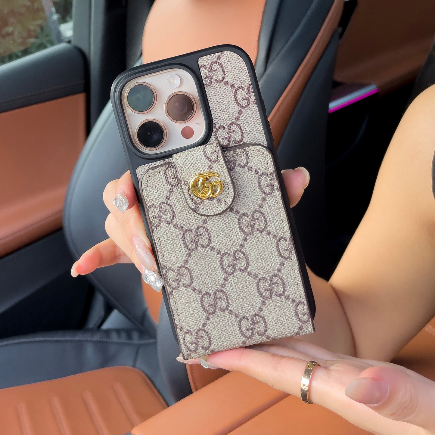 Luxusní crossbody pouzdro na iPhone s držákem karty & řemínkem