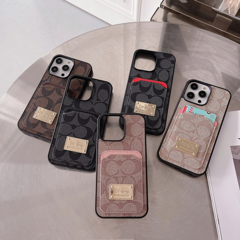Klasikinis kortelių maišelio odinis iPhone dėklas