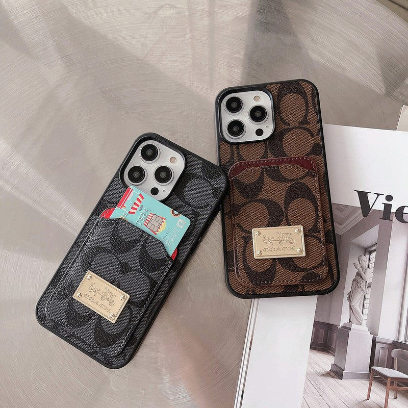 Klasikinis kortelių maišelio odinis iPhone dėklas