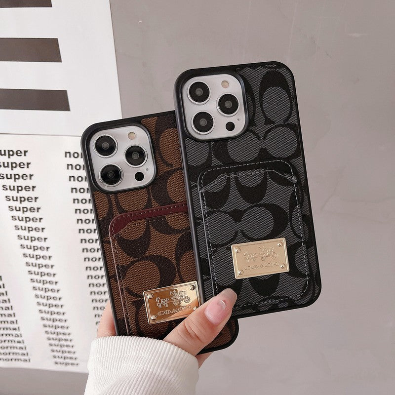 Klasikinis kortelių maišelio odinis iPhone dėklas