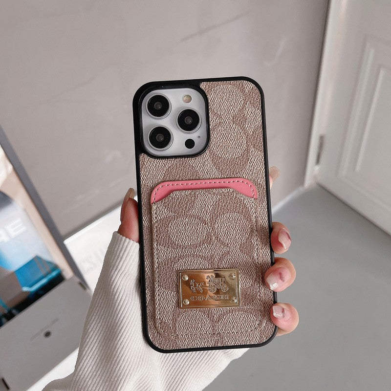 Klasikinis kortelių maišelio odinis iPhone dėklas