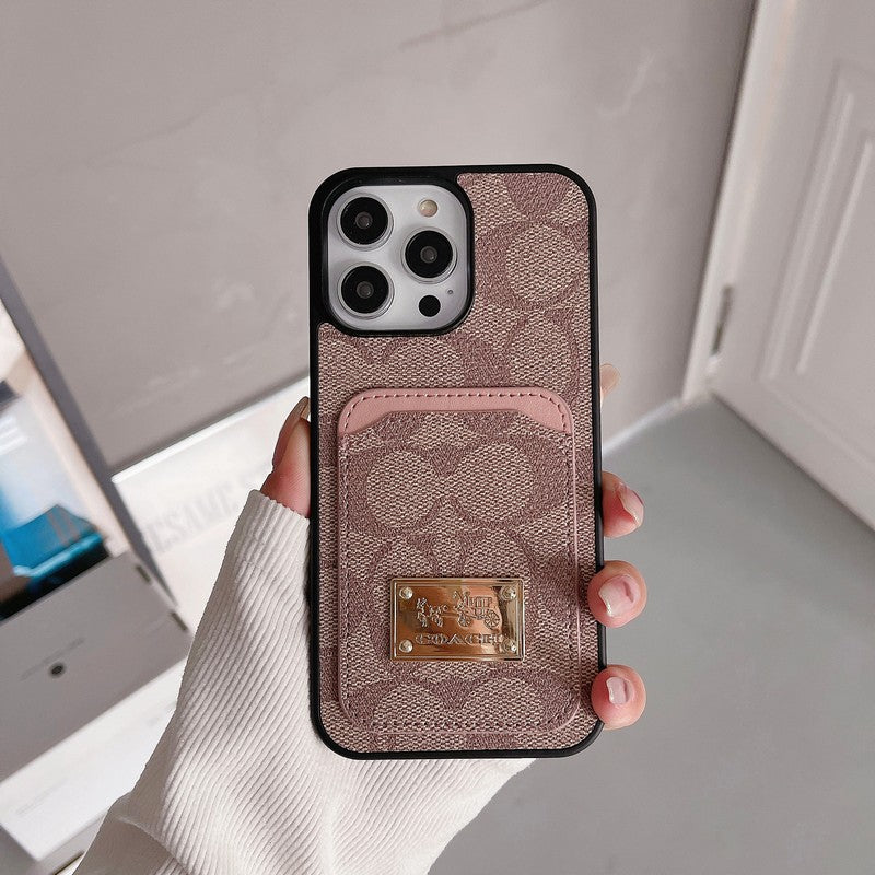 Klasikinis kortelių maišelio odinis iPhone dėklas