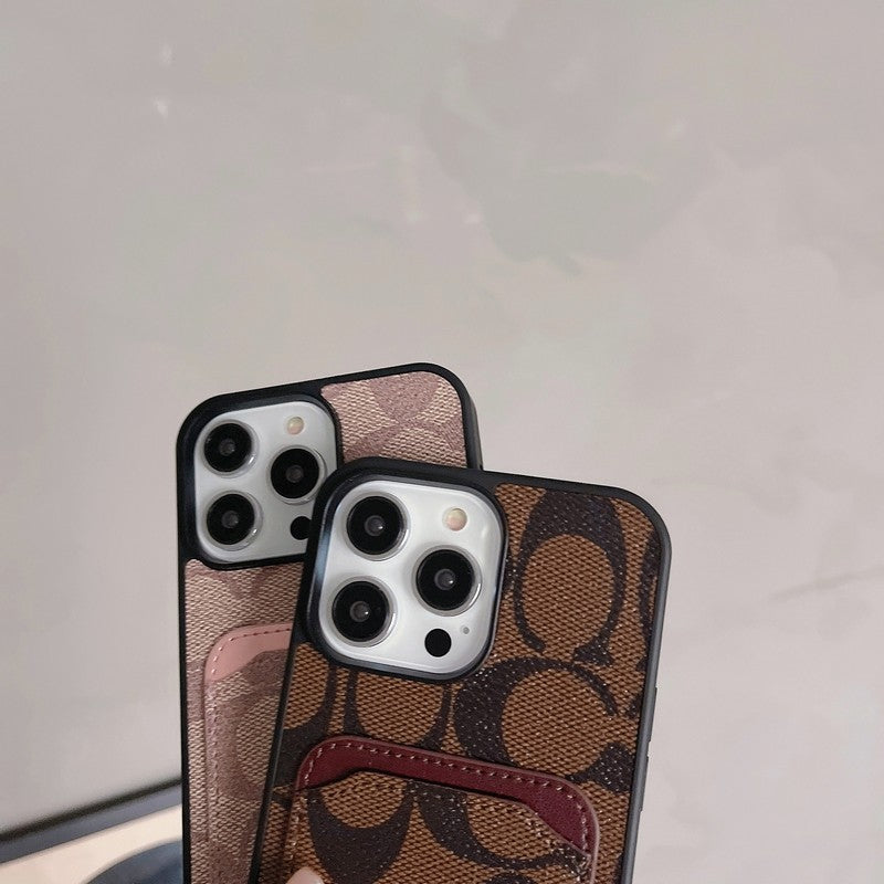 Klasikinis kortelių maišelio odinis iPhone dėklas