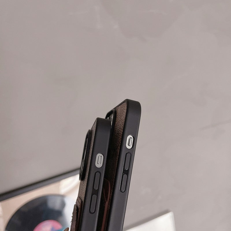 Klasikinis kortelių maišelio odinis iPhone dėklas