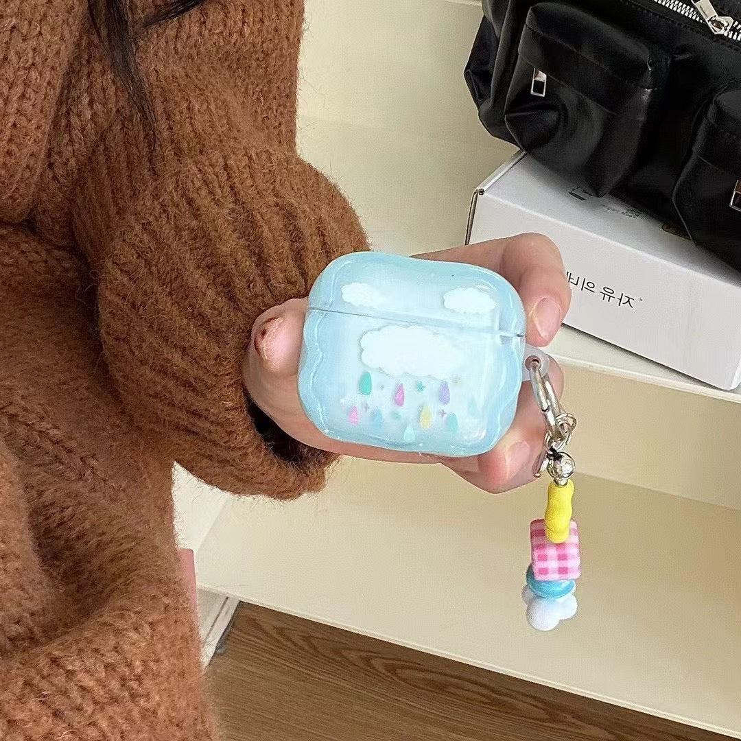 Blue Cloud AirPods Case with Beaded Charm